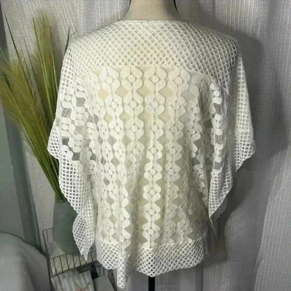 ADIVA Womens S Lace Short Kimono Style Top Crochet Knit Mesh Semi Sheer Blouse - Picture 6 of 12